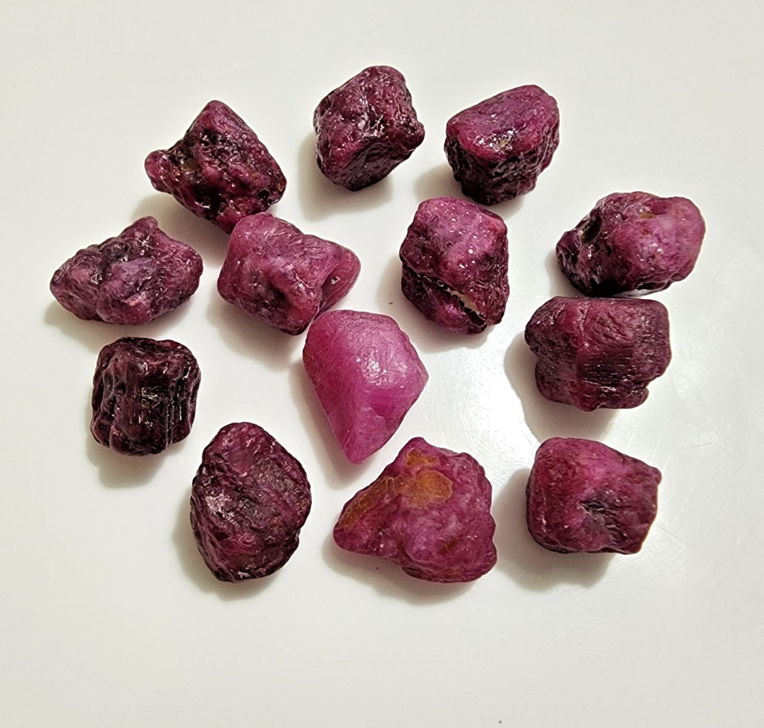 11-13mm AAA+ Red Ruby Rough Natural Lot 13 Pcs Raw Loose Gemstone Crystals Stone