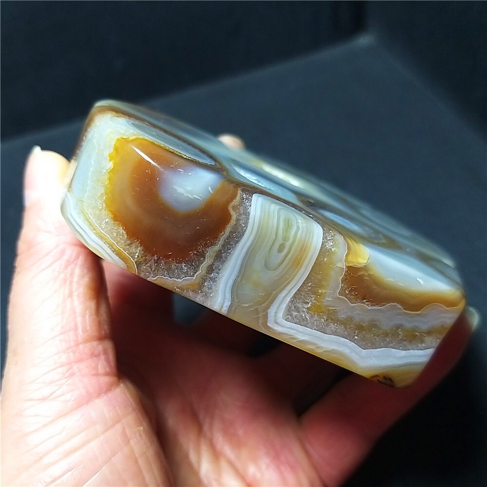RARE 345.6G China Natural Inner Mongolia Gobi Eye Agate Geode Collection Ba850