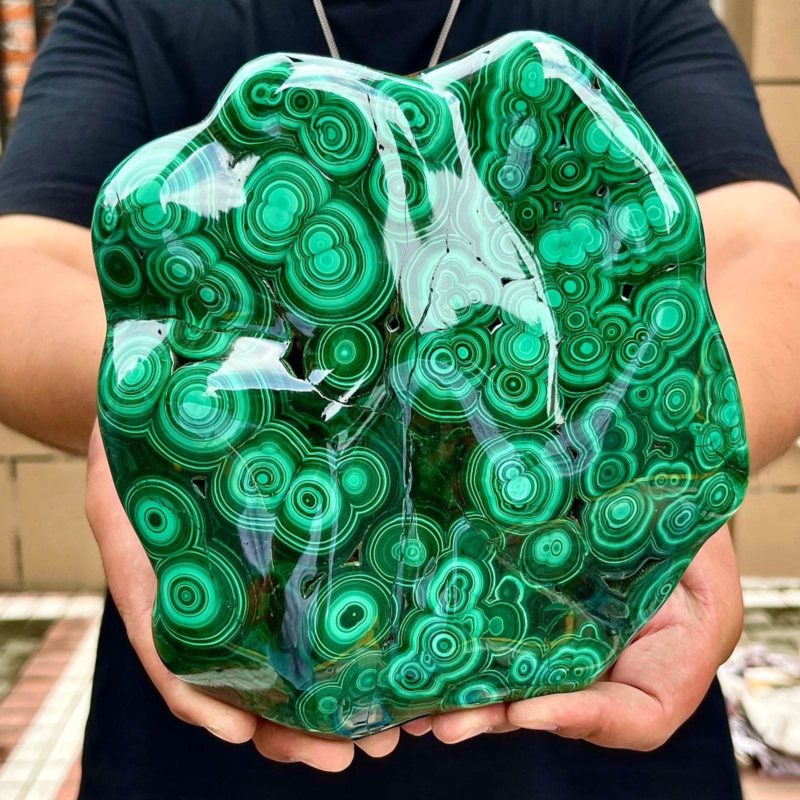 7.19LB Natural glossy Malachite transparent cluster rough mineral sample