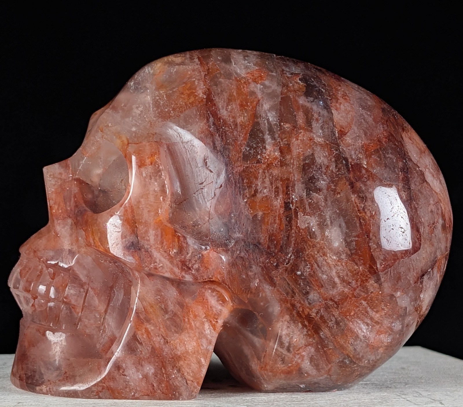 Red Fire Quartz Skull Carving Crystal Gemstone Large Big Chakra Reiki