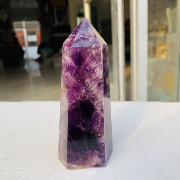 309g Natural Dream amethyst Quartz Crystal wand point oblisk healing