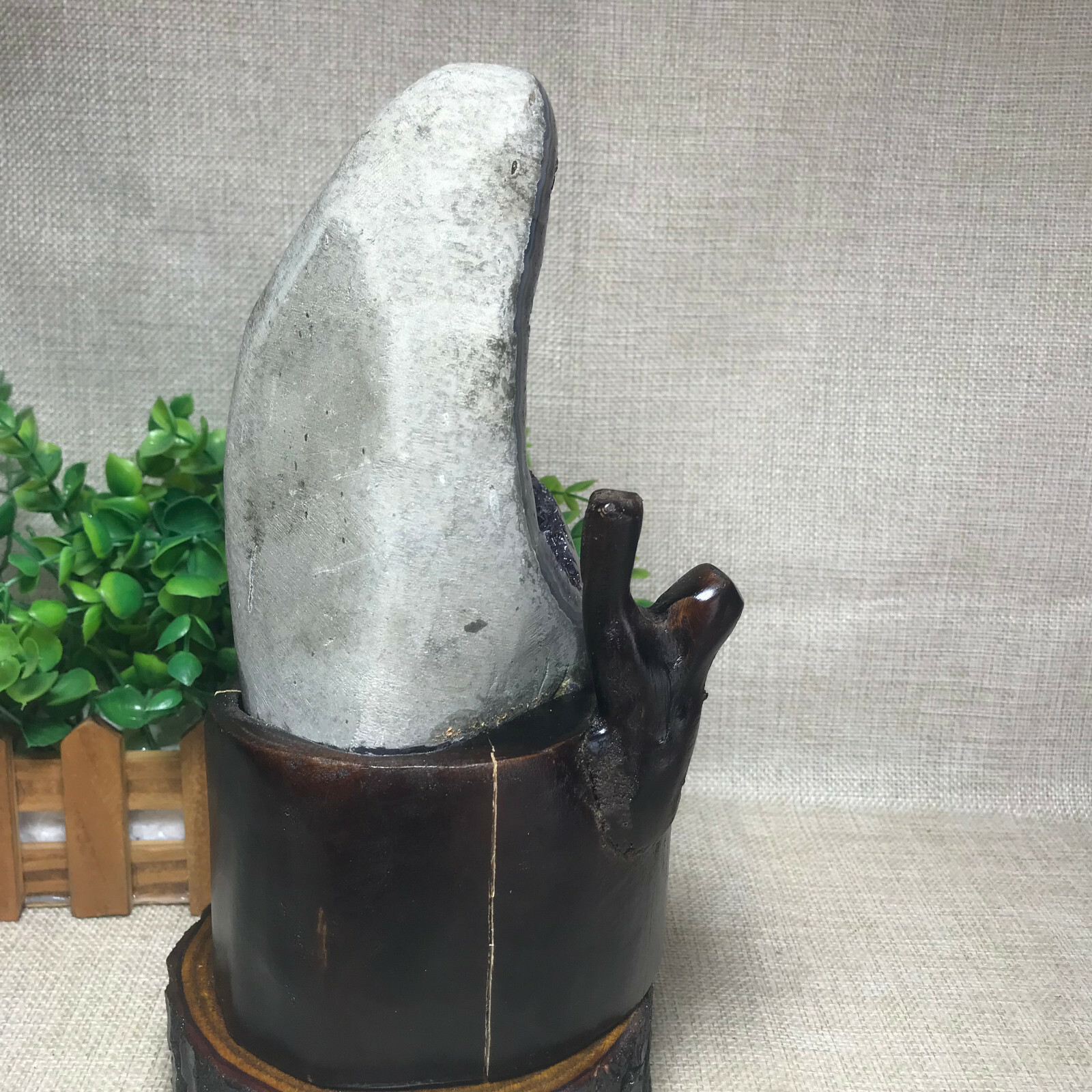 Natural Uruguay Deep Purple Crystal Quartz Amethyst Geode Clusters +Stand 1548g