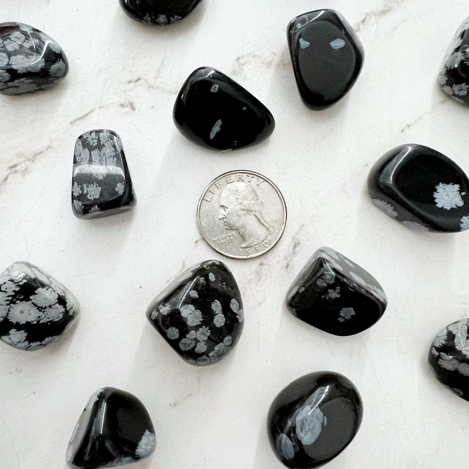 Snowflake Obsidian Tumbled Stones 20-30mm, Crystal Healing, Wholesale Bulk Lots