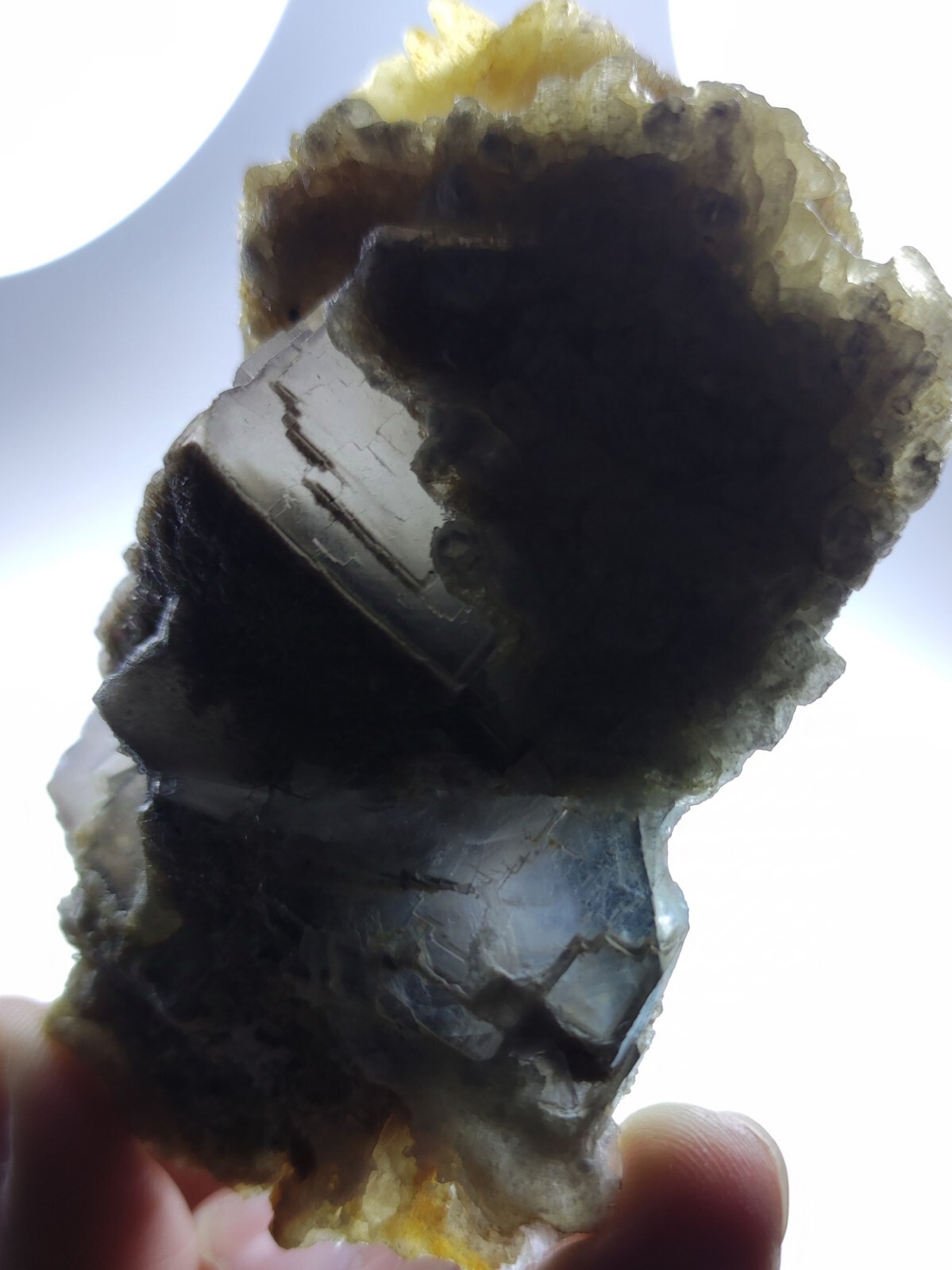 Cubic Phantom Fluorite Crystal, Grey Color With Phantom Zones Inside, 226 Grams