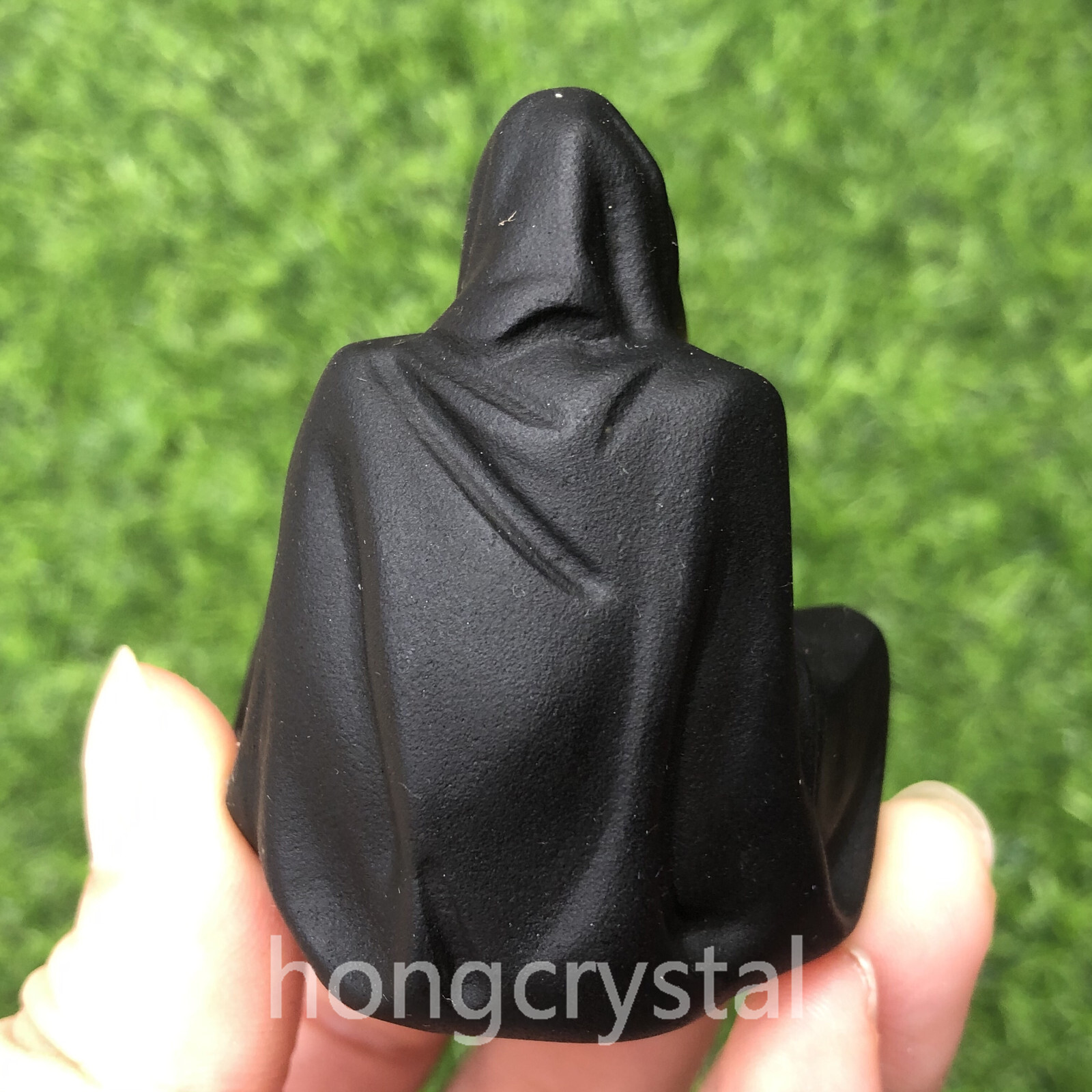 1pc Natural Obsidian Quartz Hand Caved Ghost Skull Crystal Reiki healing