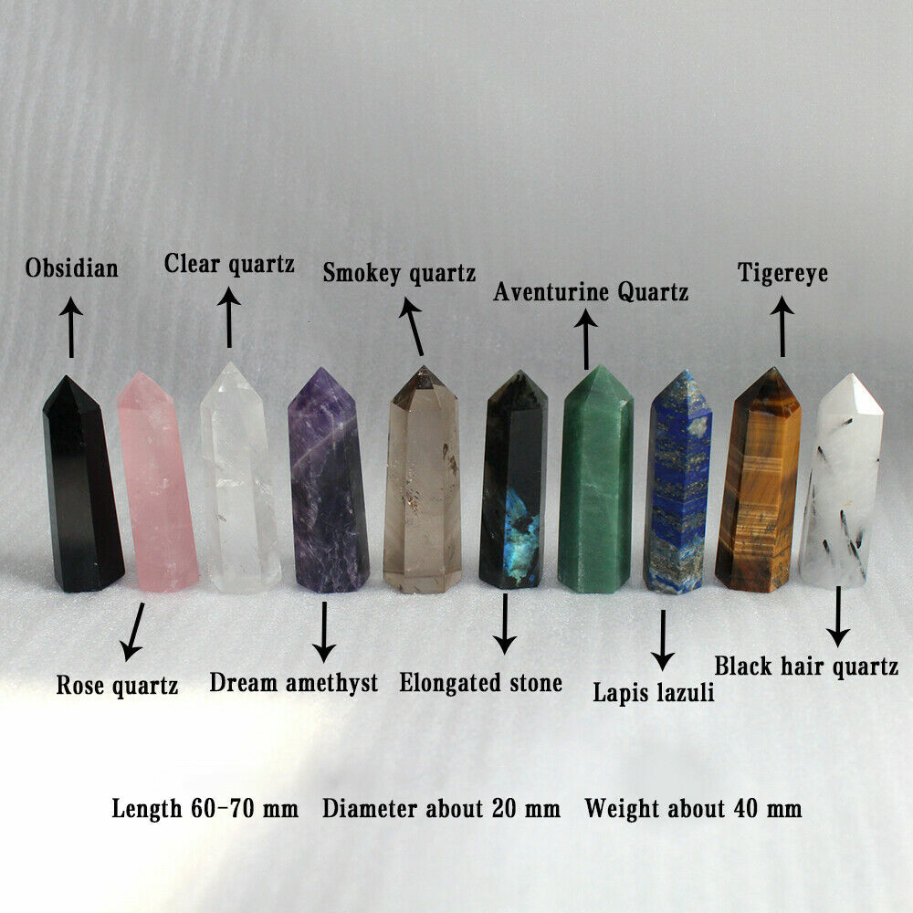 Natural Colorful 3-11CM Quartz Crystal Point Obelisk Hexagonal Healing Mineral#