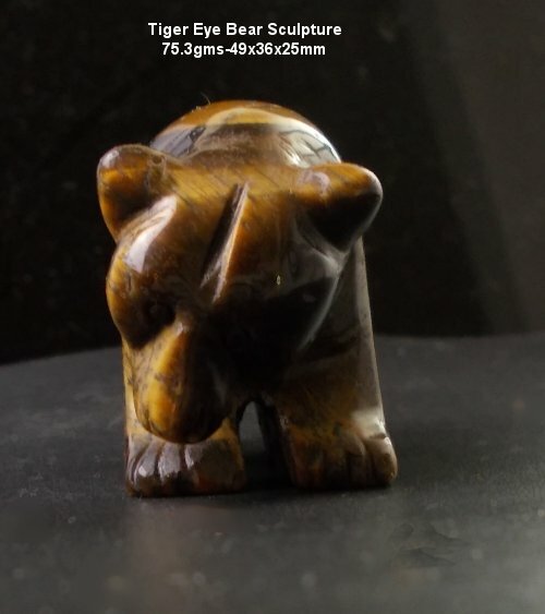 BEAR, GOLD TIGER EYE, 75.3gms, STUNNING HIGH POLISH BEAR SCULPTURE, *NATURAL*