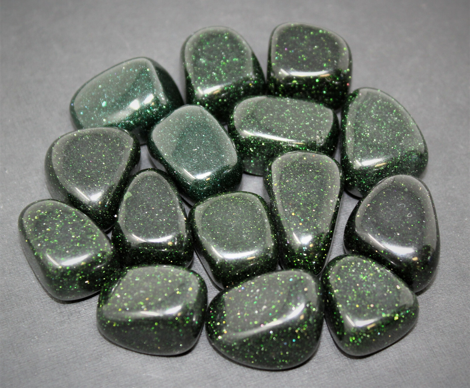 Bulk 1/2 lb Lot Green Goldstone Tumbled Stone 20 – 25 mm (Crystal Healing) 8 oz