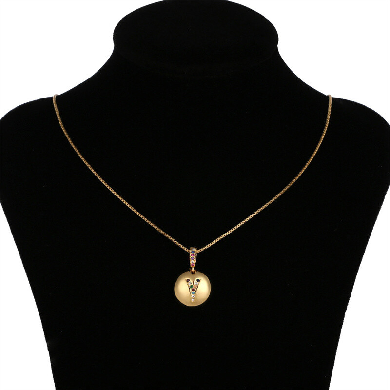 Women’s Fashion Jewelry Gold CZ Letter Initial Pendant Necklace