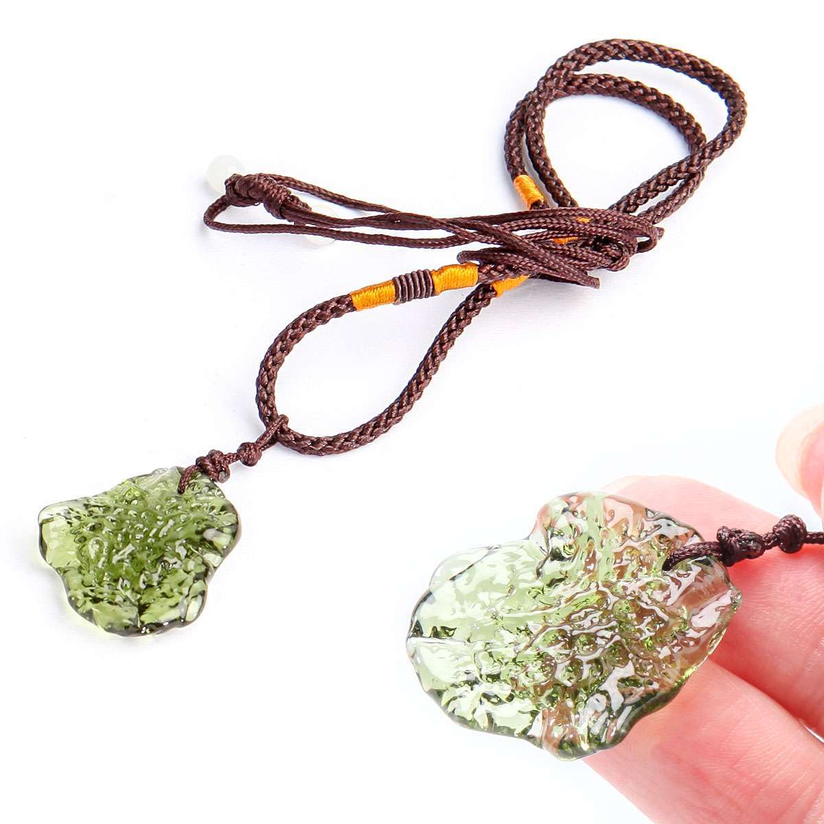 Natural Crystal Green Gem Moldavite Meteorite Glass Necklace Pendant Stone new