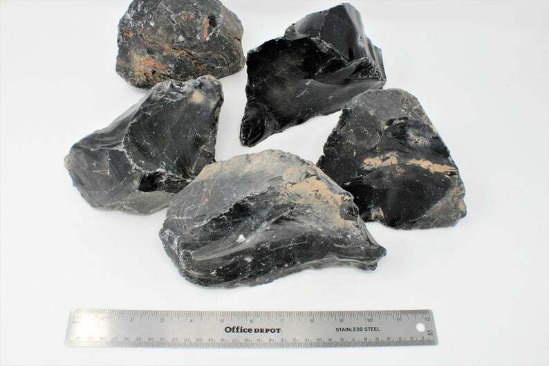 Black Obsidian Stone Rough Raw Chunk, High Grade A Quality – Healing Crystals