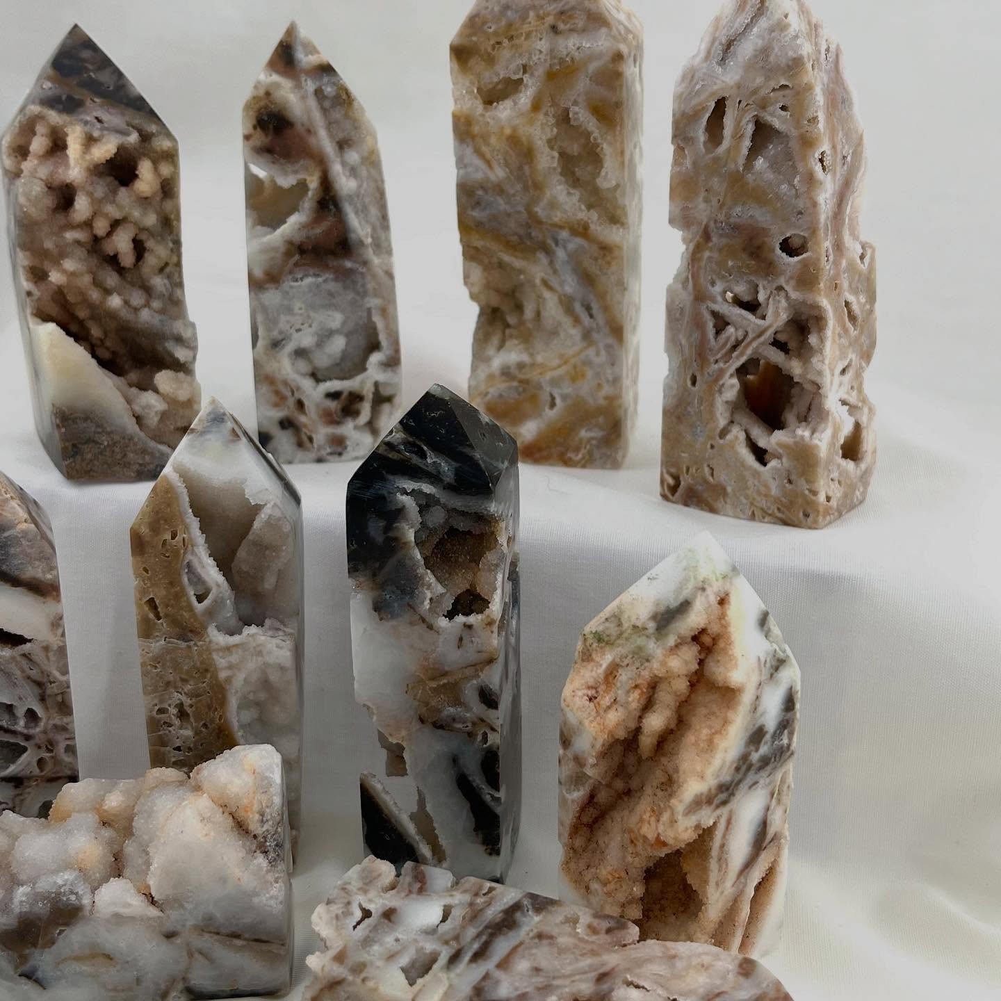Natural Sphalerite Crystal Tower Druzy Quartz Obelisk Point Healing Reiki Decor