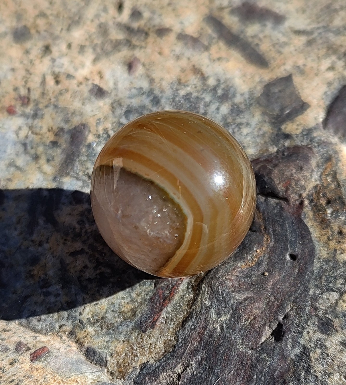 Dramatic Agate Marble Sphere, 20mm Carnelian Agate Marble