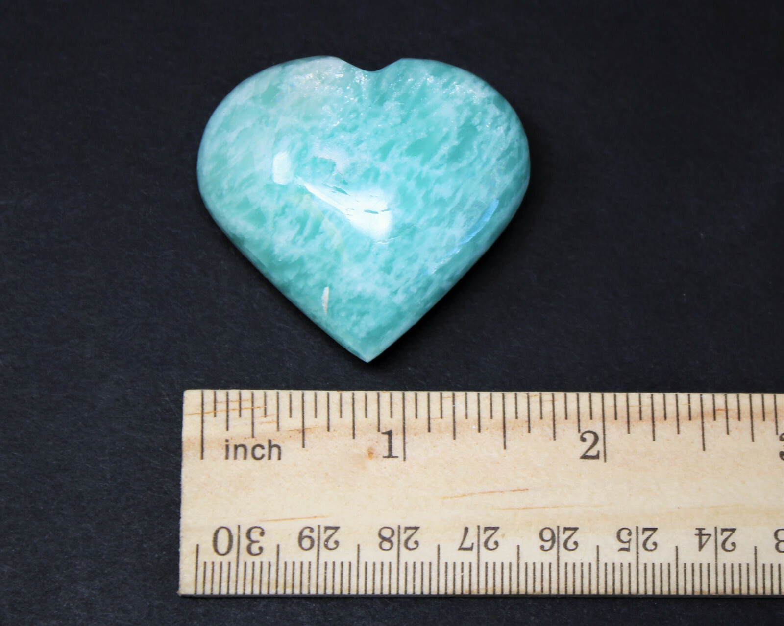 Amazonite Heart Stone: LARGE 1.75″ (Crystal Heart, Gemstone Palm Stone)