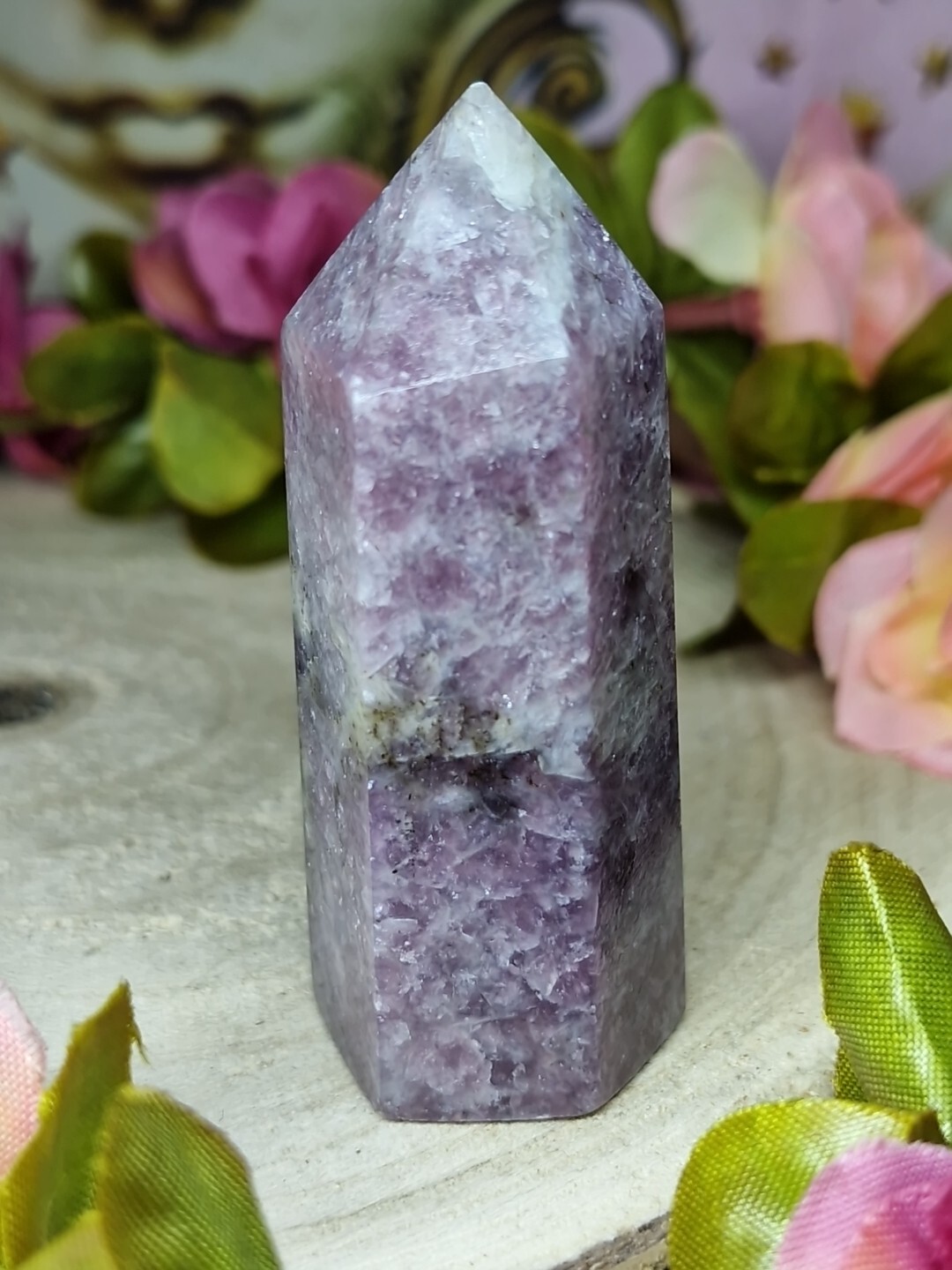 Pretty Purple Lepidolite Crystal Point Tower 6.7cm 74g Reiki Healing