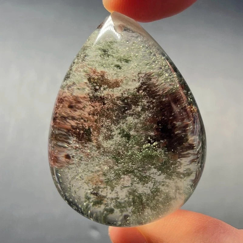 Rare TOP Natural hyaline Beauty Red Green Phantom Ghost Quartz Vision Crystal