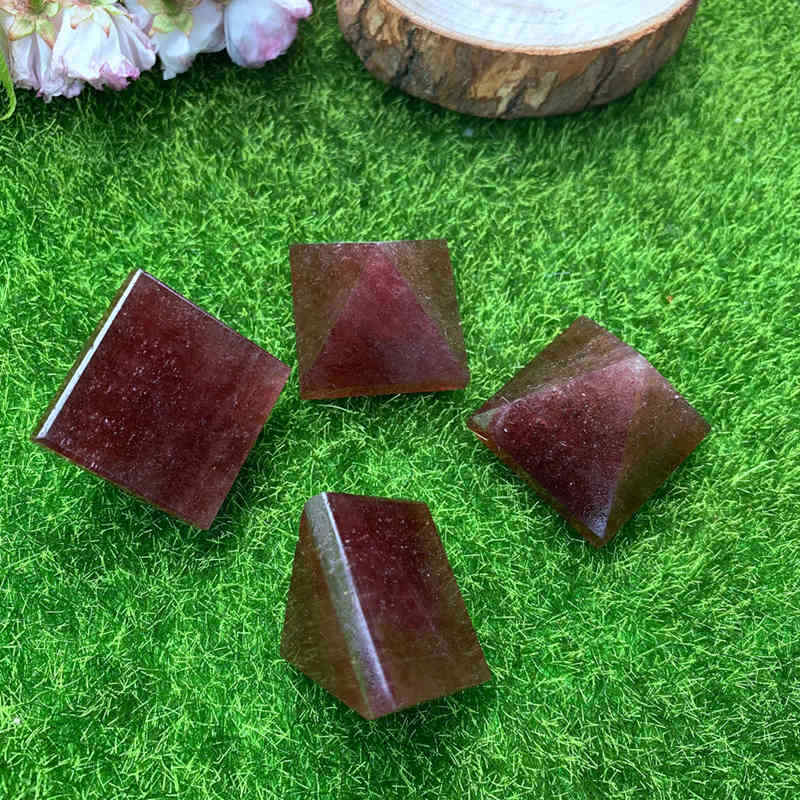 Natural Strawberry Quartz Gemstone Pyramid Healing Crystal Orgonite Energy Tower