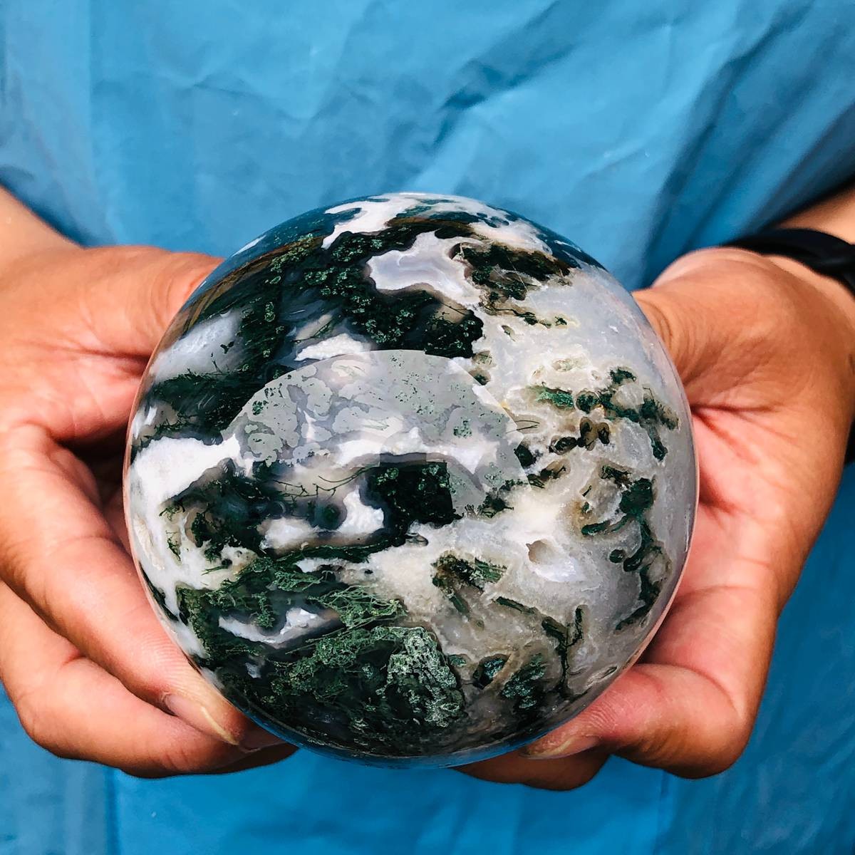 3 pieces 5.47LB Natural Aquatic Agate Ball Quartz Crystal Sphere Healing 2111