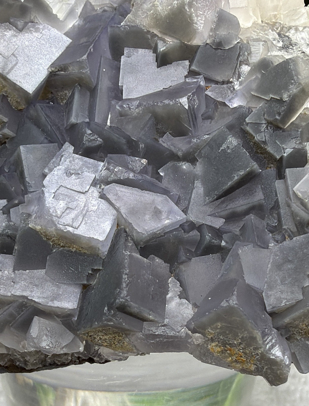 Crystal 242g QR Code Cube Grey Fluorite UV Reactive Cluster Specimen Mineral