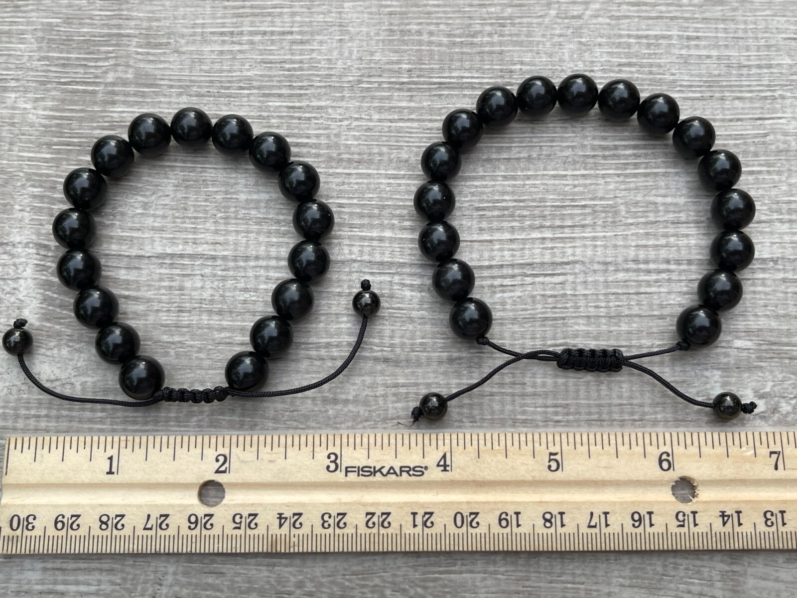 Grade A++ Jet Crystal Adjustable Bead Bracelet 10mm, Genuine Jet Gemstone