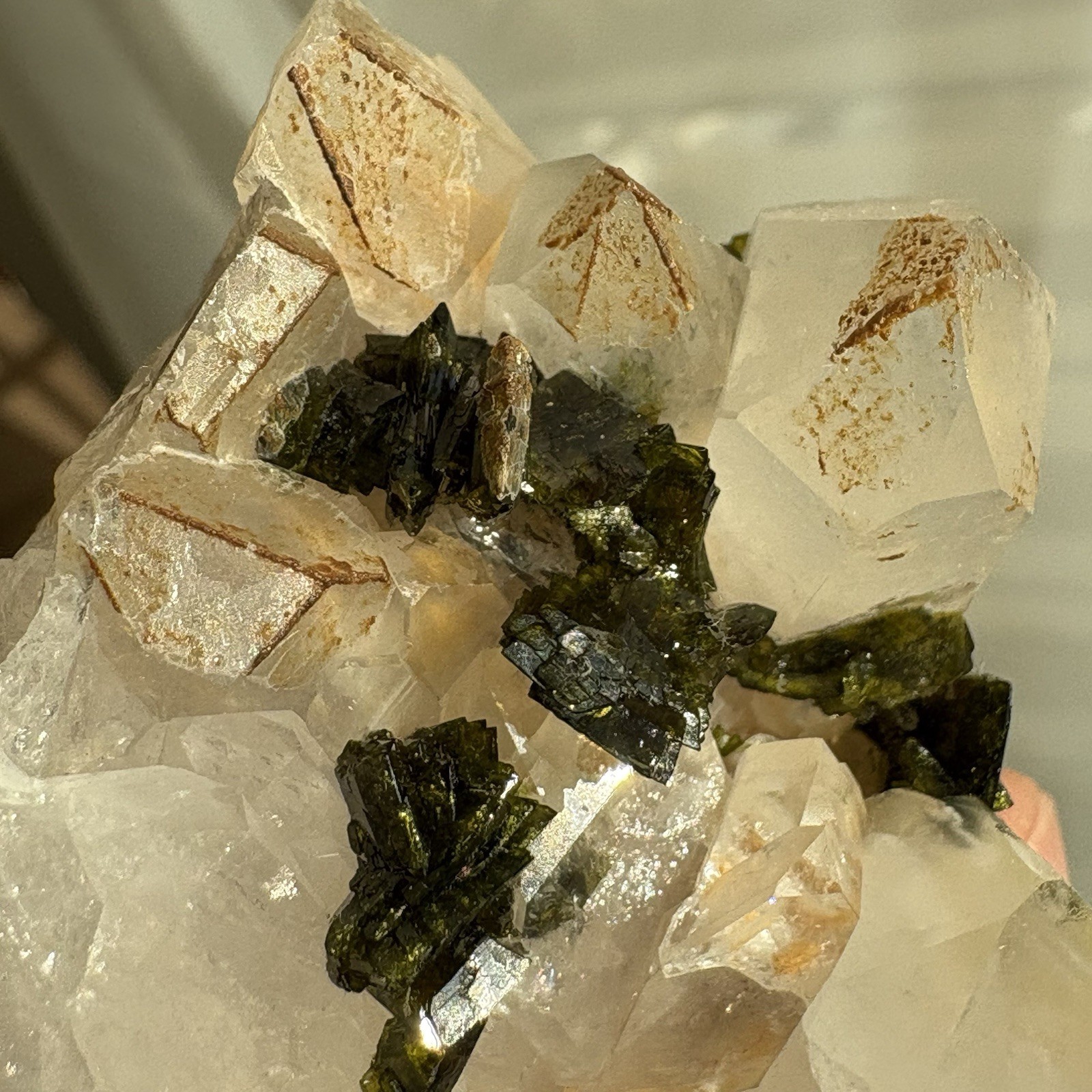 Natural Garden Quartz Epidote Cluster Raw Mineral Rare Specimen Healing