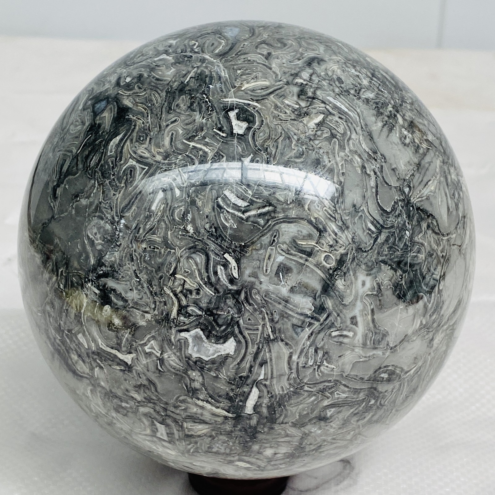 Natural Picasso Jasper Sphere Black Gray Crystal Ball Healing 2296G (5.06LB)