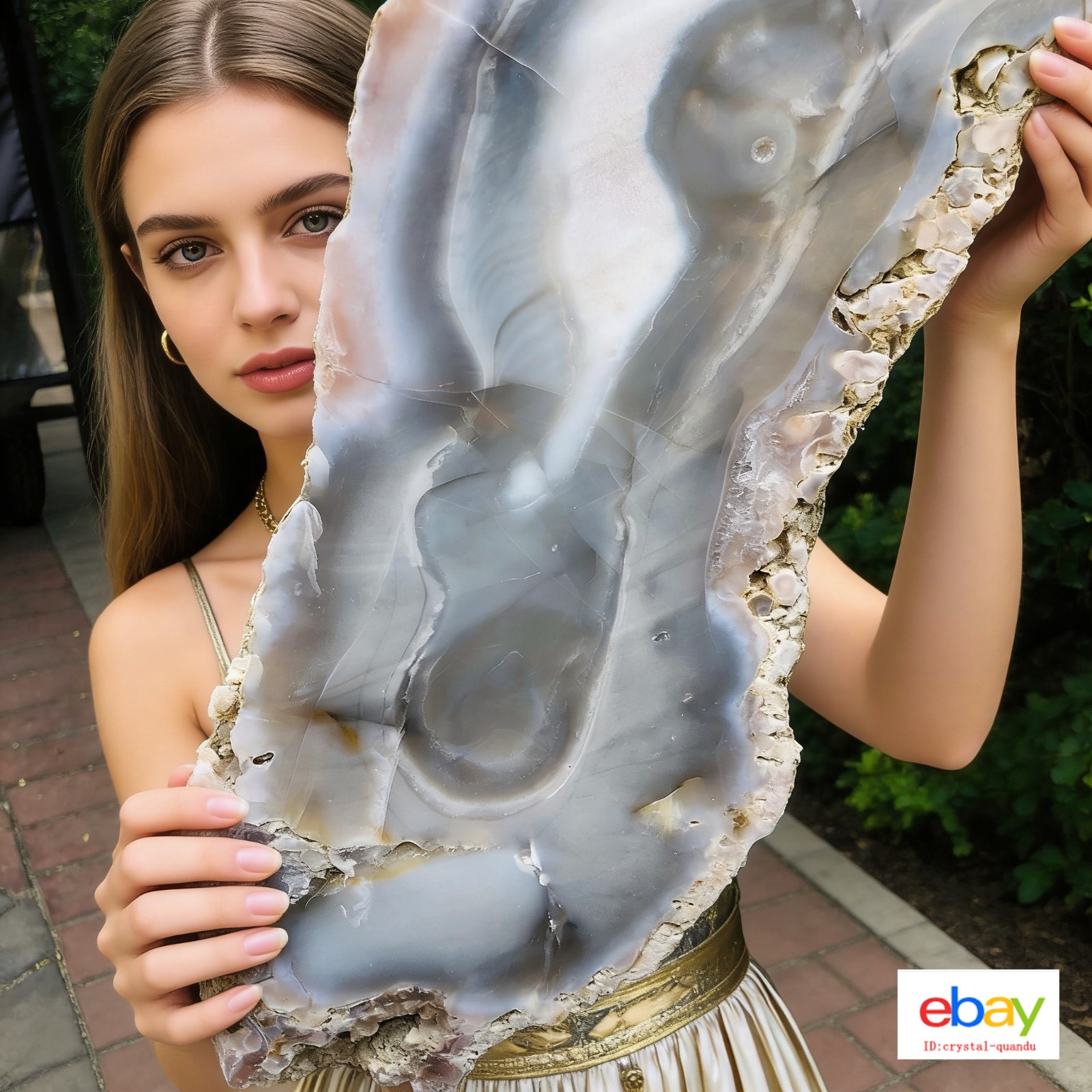 2790g Natural Polished Agate Slice Crystal Slab for Decor MH849