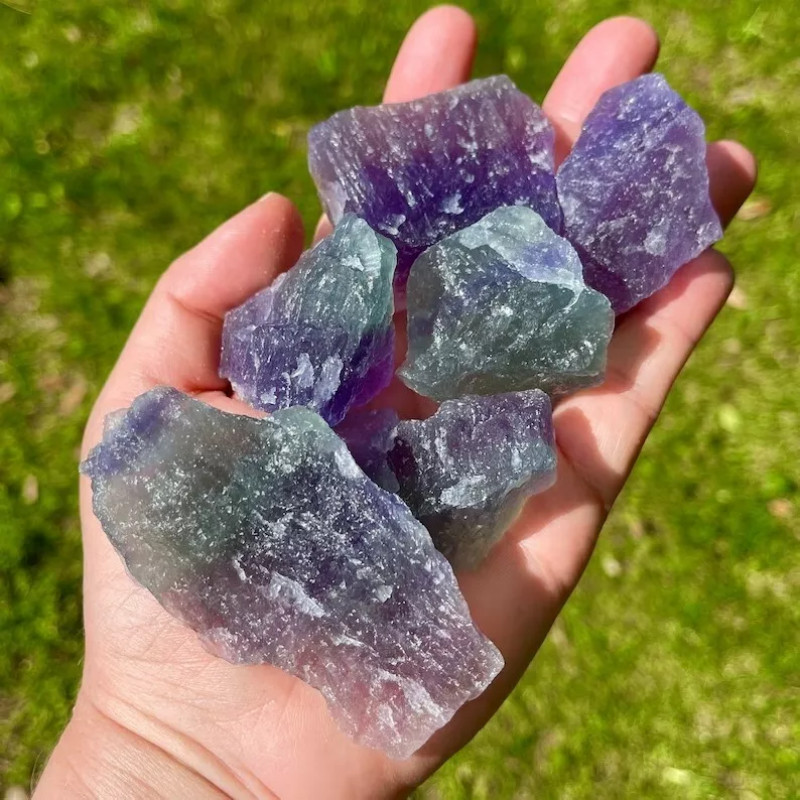 Raw Rough Rainbow Fluorite Chunks Healing Crystal Mineral Rocks Specimens 1PCS