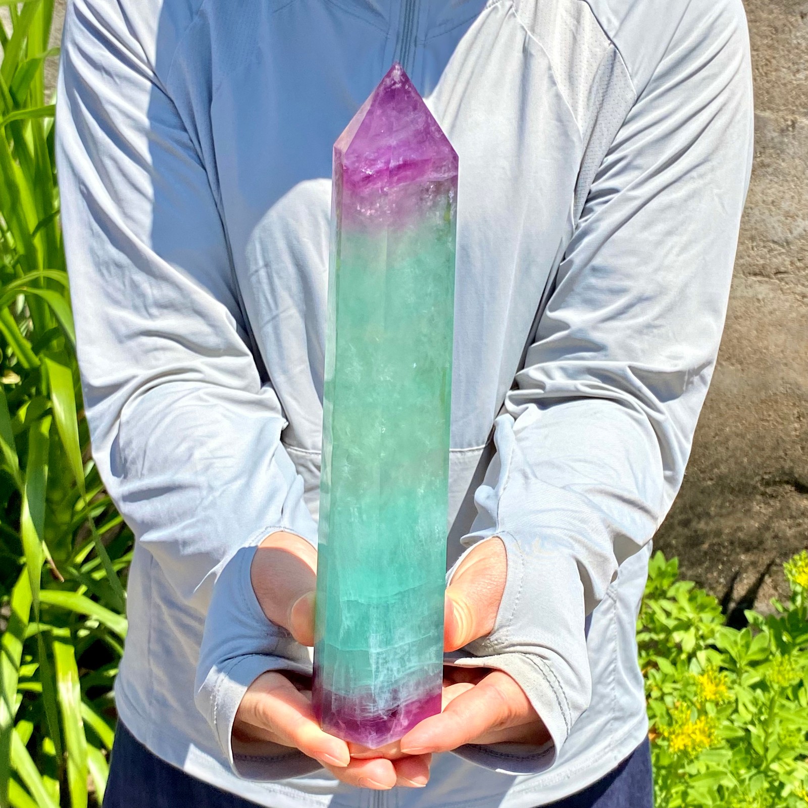2.07LB Large Natural colored fluorite crystal column obelisk healing specimen