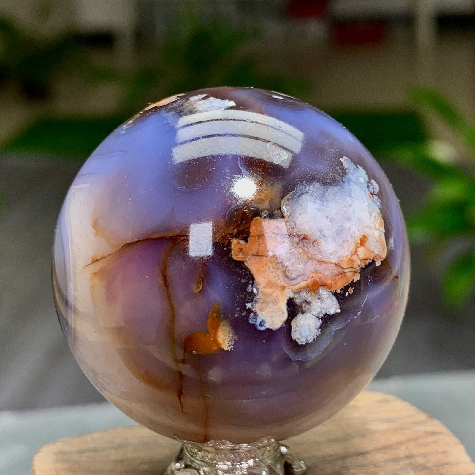 106G Natural blue cherry blossom agate Sphere Crystal Ball Healing