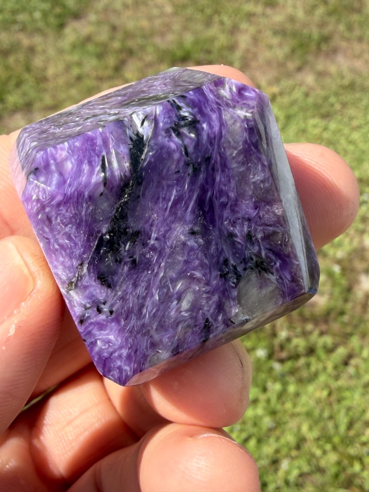 Natural Charoite Square Cube 1 1/8″ AA Grade 67 grams