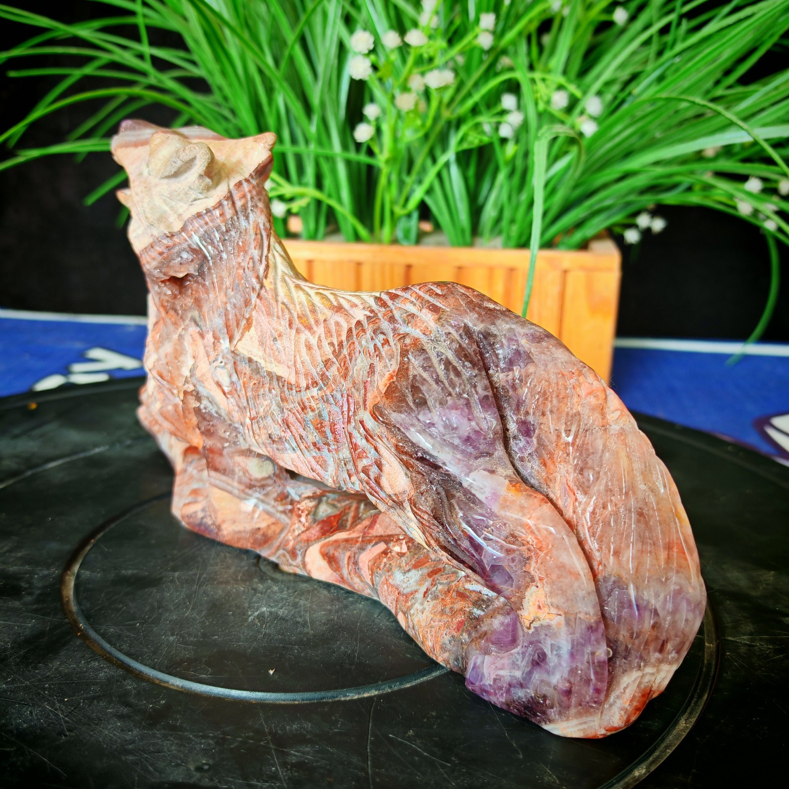 3.19LBTop natural crystal hand carved therapeutic artwork1.45kg