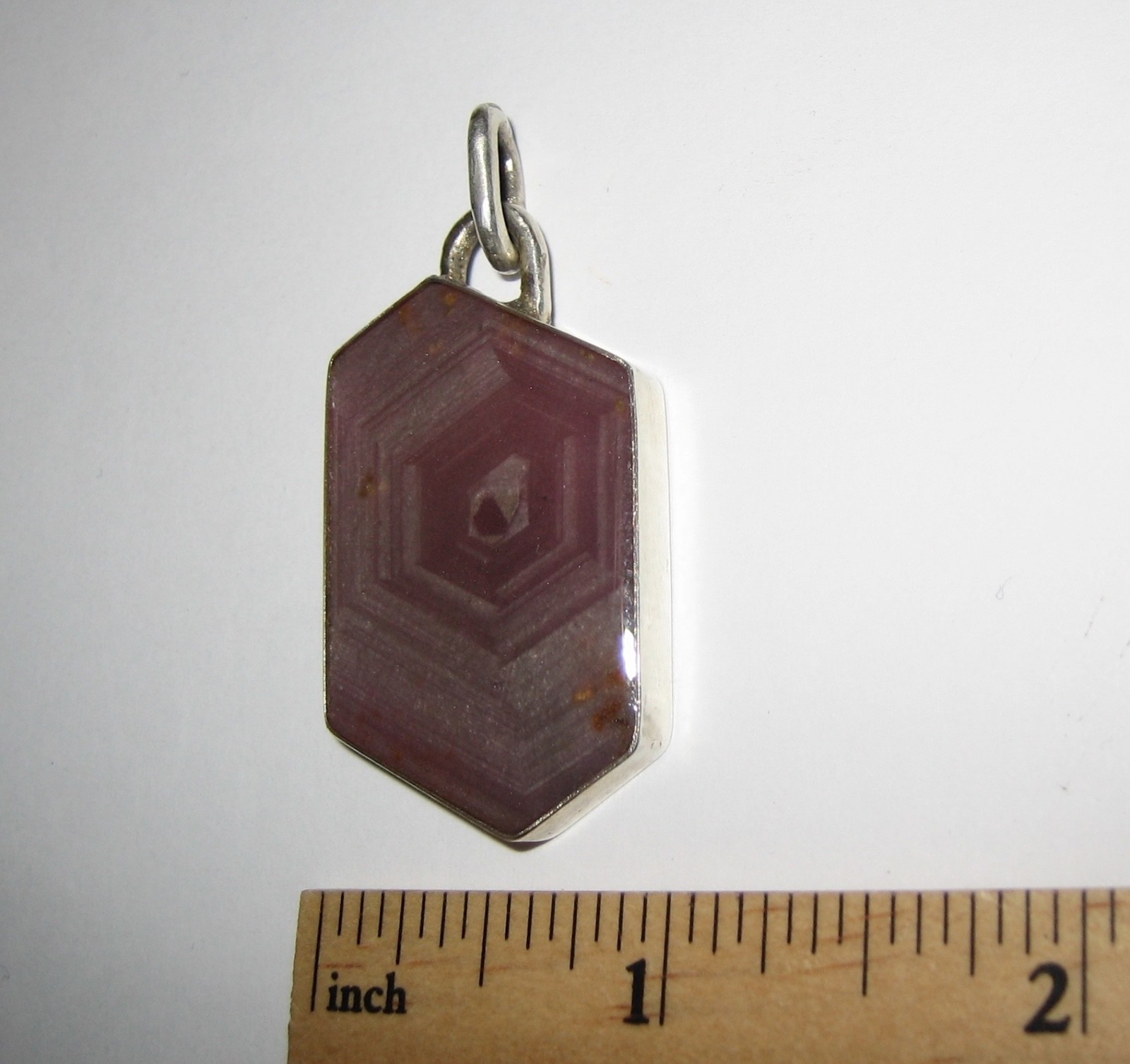 36mm x 22mm RUBY CRYSTAL STONE MINERAL SILVER PENDANT TANZANIA W/ RESIN COATING