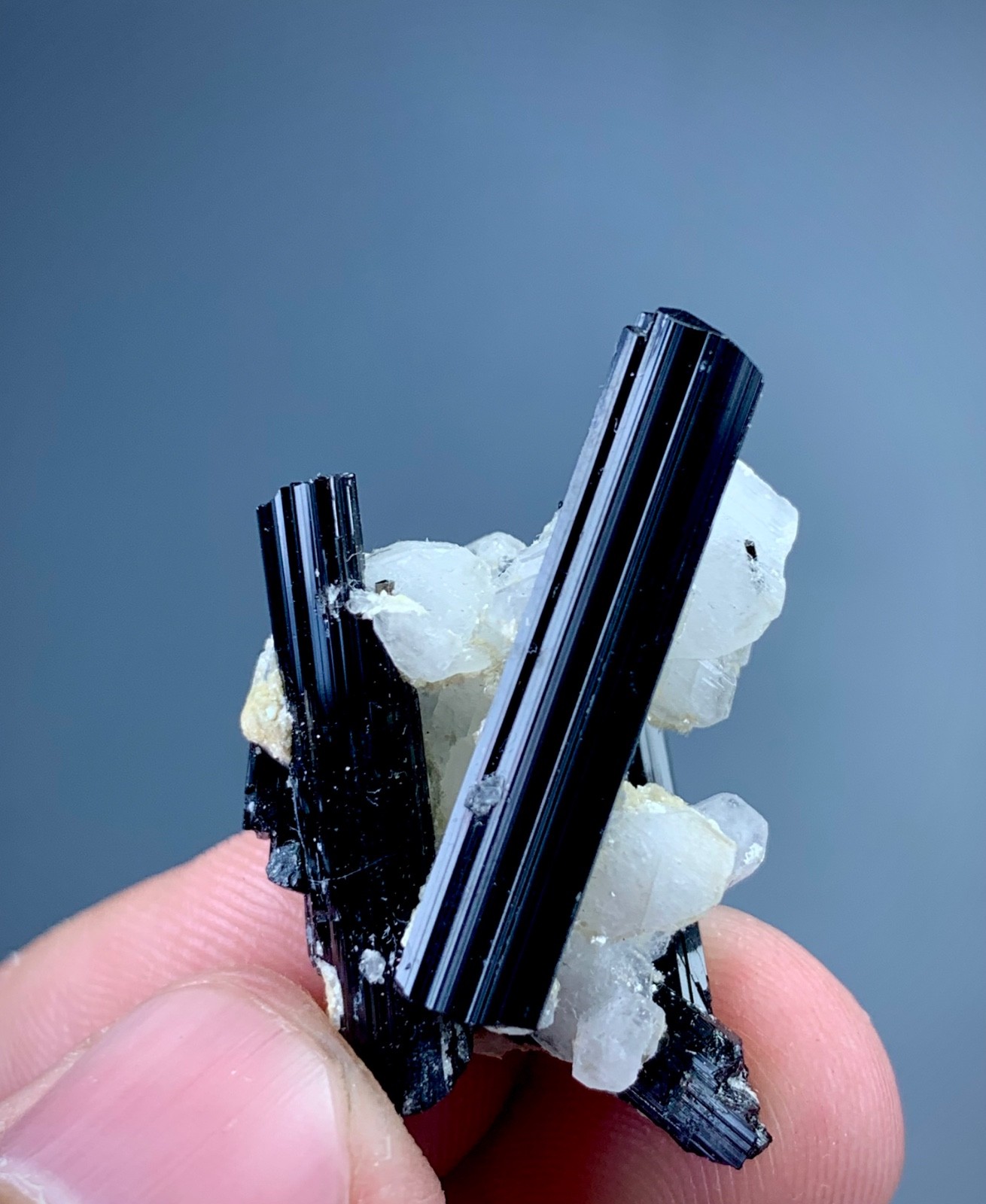 Natural Black Tourmaline With Quartz Crystal Specimen From Pakistan (33 carats )