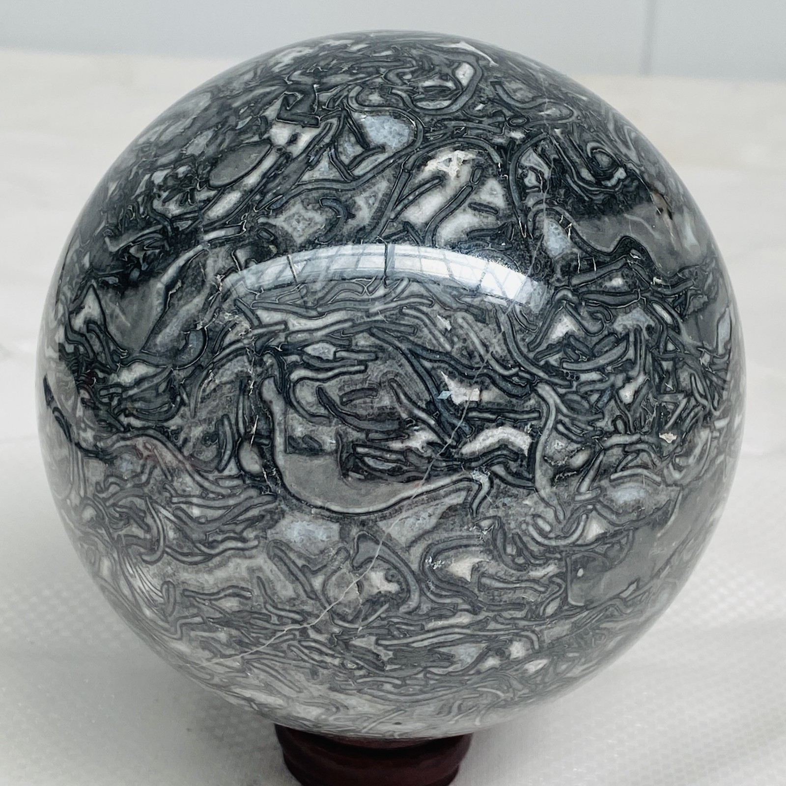 Natural Picasso Jasper Sphere Black Gray Crystal Ball Healing 1940G (4.27LB)