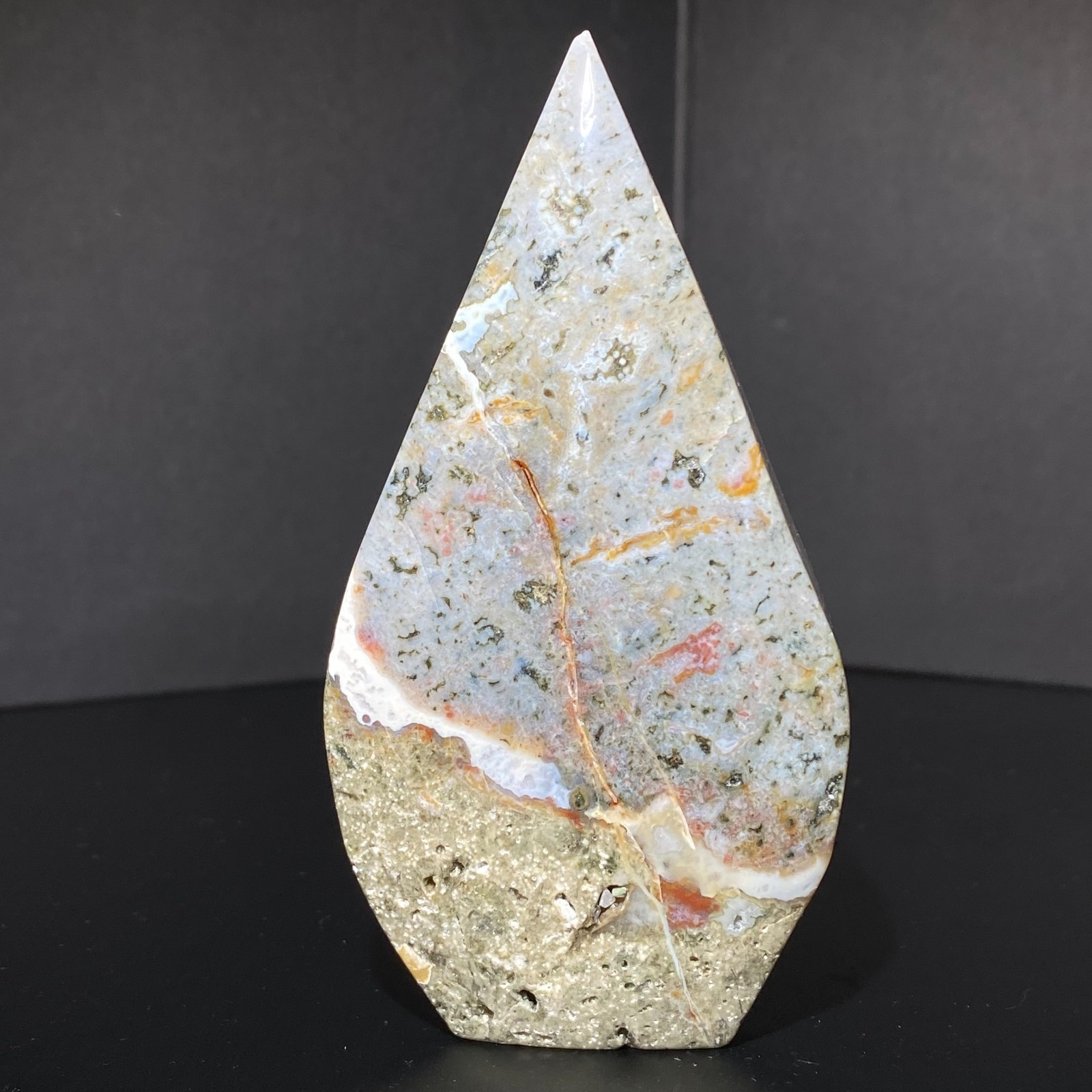 190g Natural Ocean Jasper Tear Drop Tower Crystal Quartz Stone Point Healing