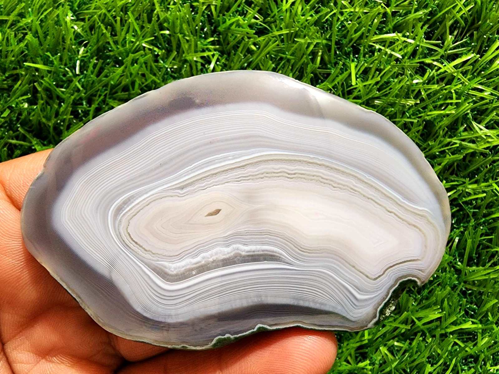 429ct White & Gray Slice Agate Druzy Crystal Polished Geode Slab Loose Gemstone