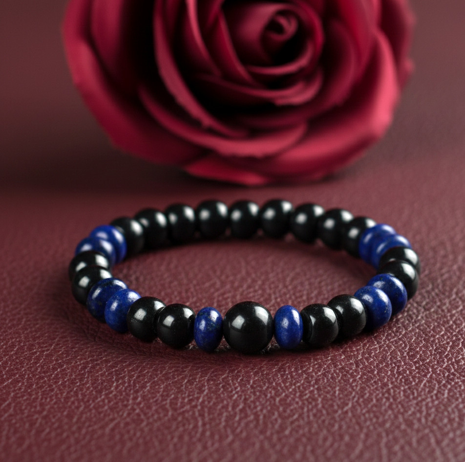 Shungite bracelet Lapis Lazuli Natural stone Grounding EMF Protection Healing