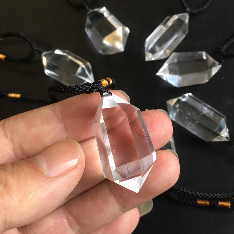 Natural Clear Quartz Crystal Pendulum Pendant Necklace Chakra Healing Stone Gift