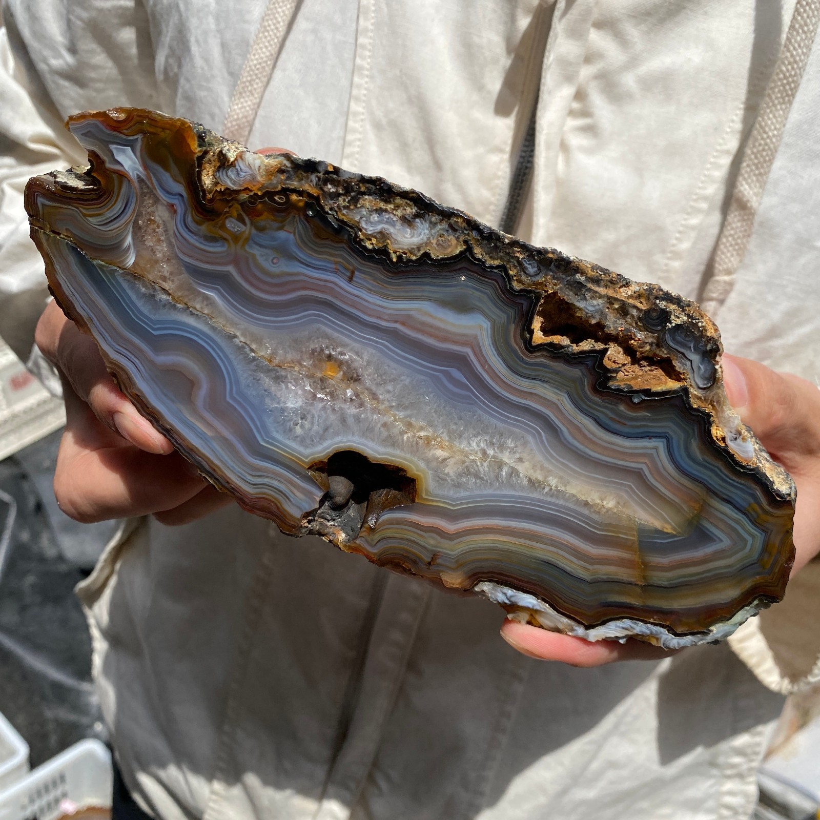 3.8lb Natural Brazilian striped agate rough mineral specimen healing