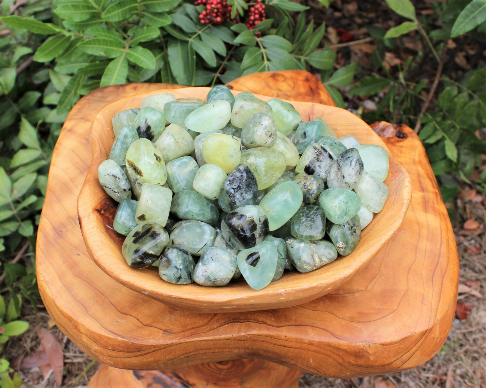 2 Large Prehnite with Epidote Tumble Stone (Crystal Healing Reiki Tumbled)
