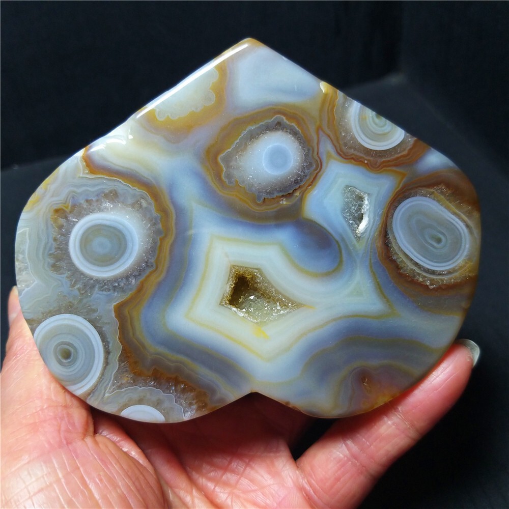 RARE 345.6G China Natural Inner Mongolia Gobi Eye Agate Geode Collection Ba850