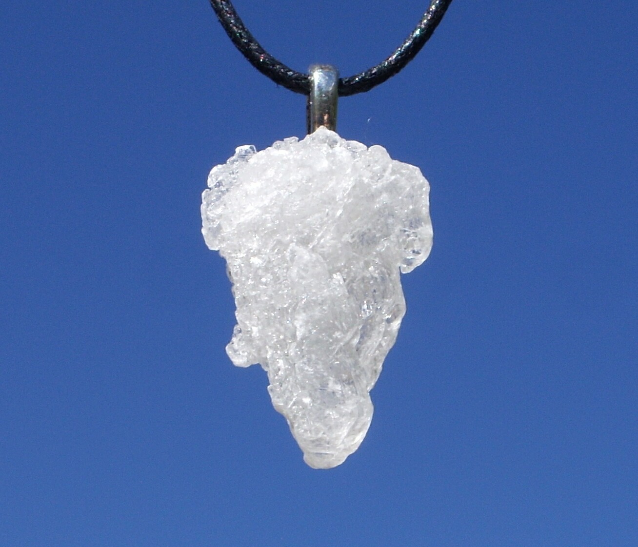 Clear Calcite Cluster Raw Crystal Jewelry Healing Stone Pendant Necklace