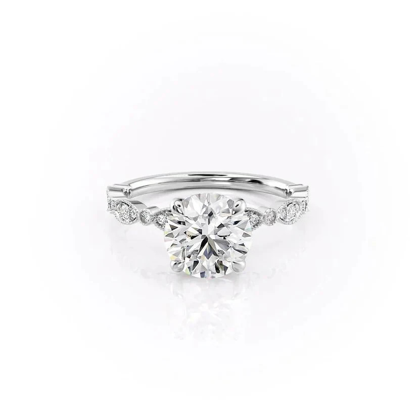 1.5 Ct Round Cut Pave Moissanite Ring 925 Sterling Silver Engagement Ring