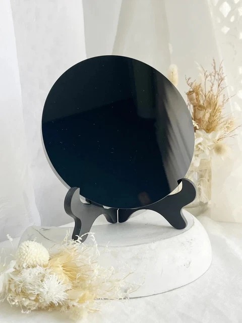 Obsidian Scrying Mirror – Hand Polished 3.3″ Black Mirror for Divination, Energy