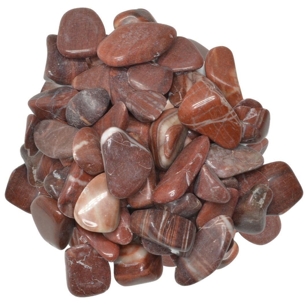 1/2 lb Red Striped Dolomite Tumbled Stones – Grade 1 – Small – 0.75″ to 1.25″