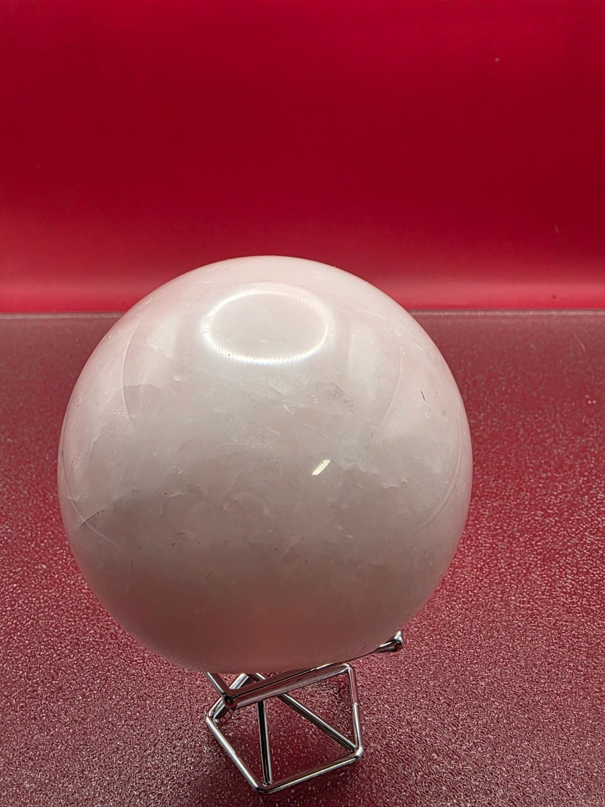 Natural Pink Rose Quartz Hand Carved Skull Sphere Quartz Crystal Ball 1+LB