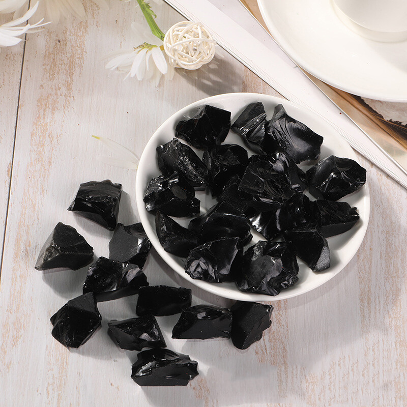 Rough Black Obsidian Raw Stone Reiki Healing Spiritual Decor Natural Mineral