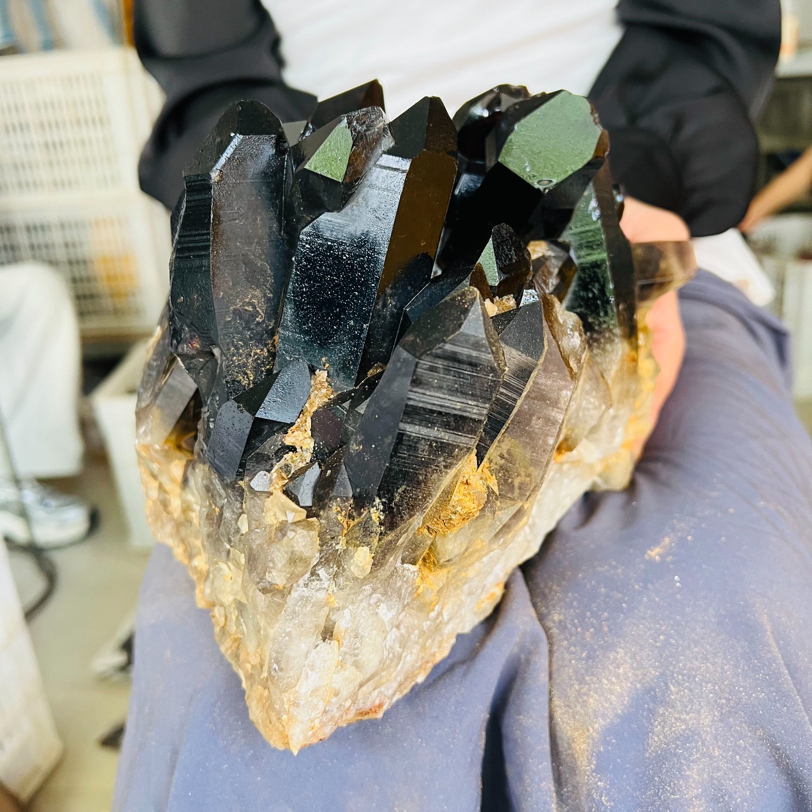 11.55LB Natural crystal smokey Cluster specimen reiki healing Decoration