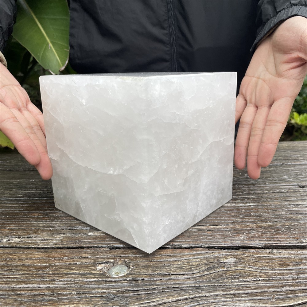 Customized 16.5LB 5.7″Natural Clear Quartz Cube Crystal Healing Reiki Decor